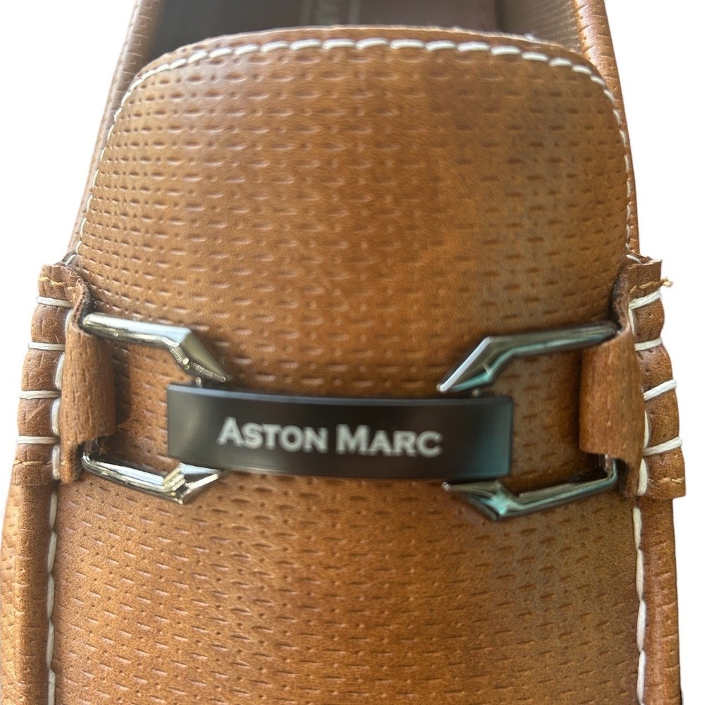 Aston Marc Mens Tan Leather Perforated Driving Moccasins Loafers‎ Shoes US 13 - Picture 3 of 9